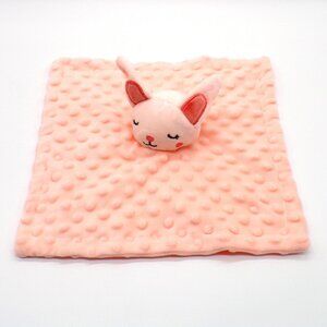 Pink Baby Lovey Rabbit Plush Dots Bumps Stuffed Bunny Security Blanket 11"